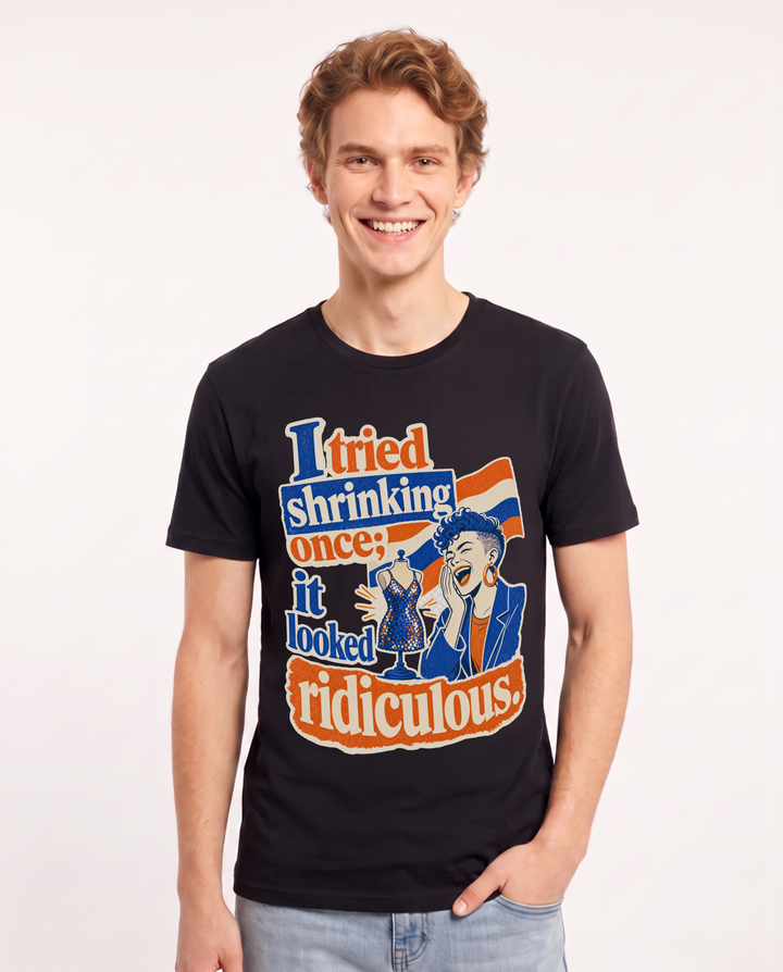 Pride Men's Black T-Shirt – I tried shrinking once; it looked ridiculous. product image 1