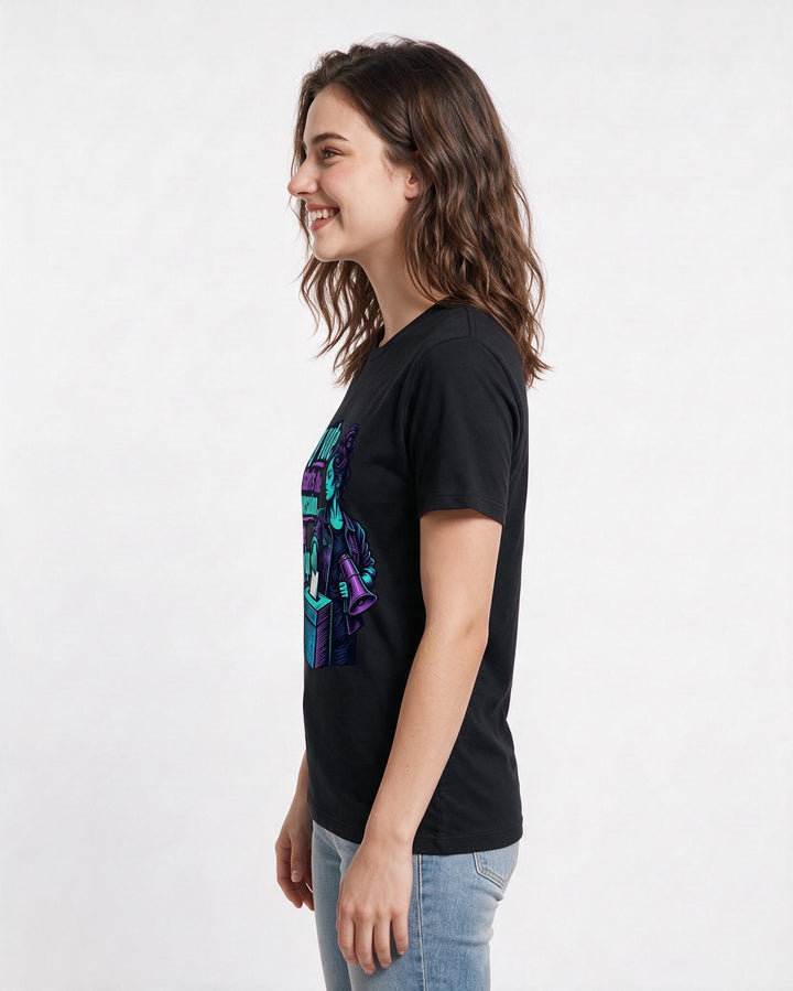 Political Statement Black T-Shirt for Women – Everyday Expression Graphic Tee product image 2