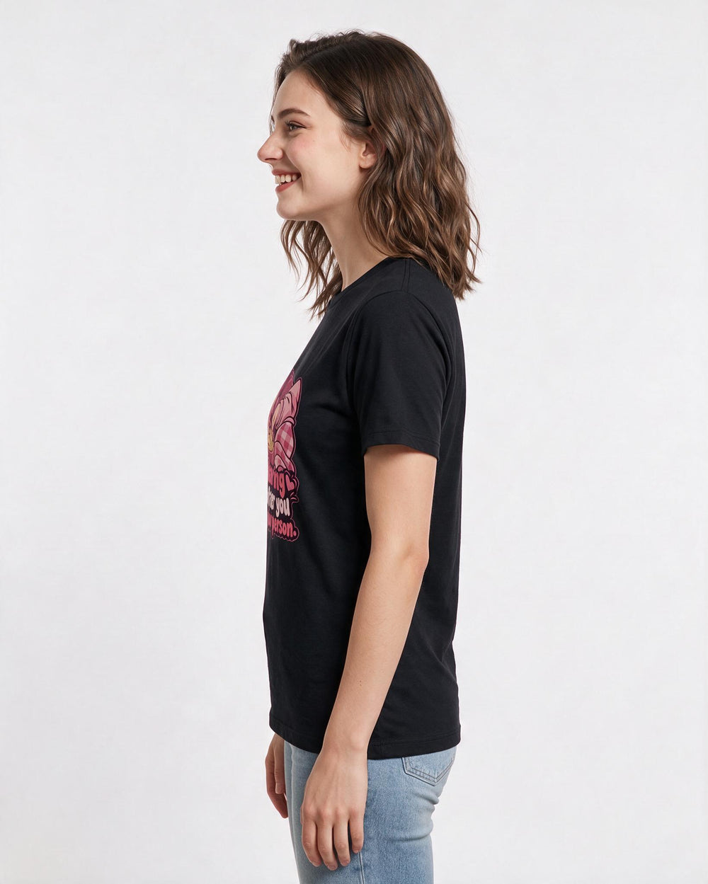 Couples Black T-Shirt for Women – Everyday Expression Graphic Tee product image 2