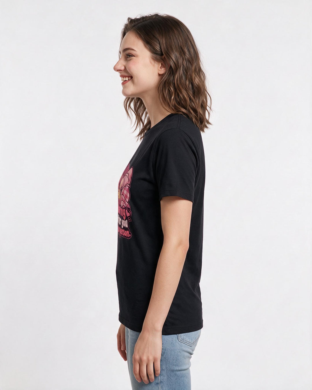 Couples Black T-Shirt for Women – Everyday Expression Graphic Tee product image 2