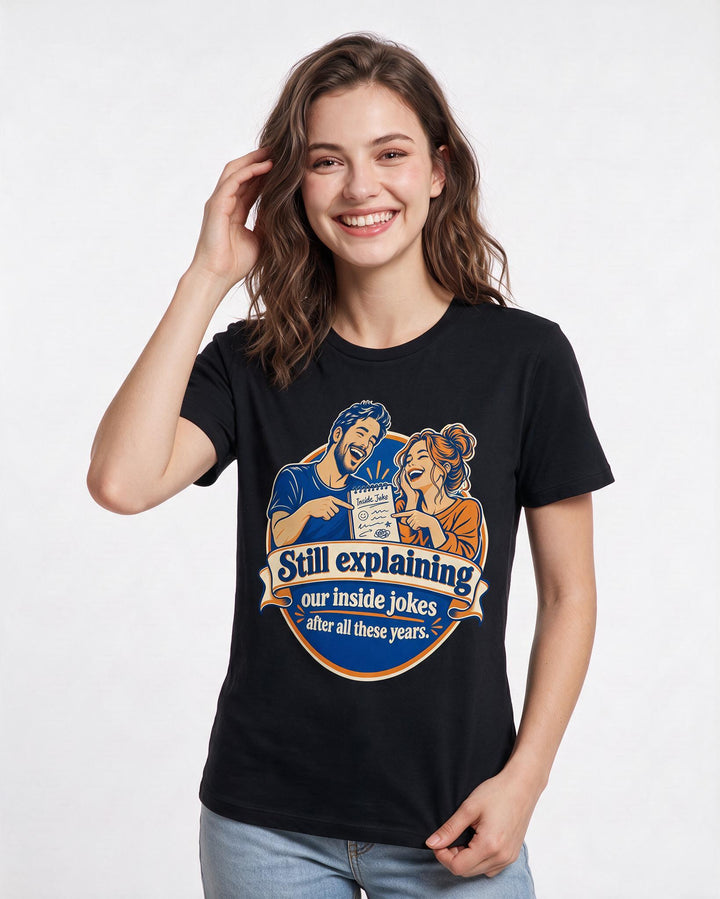 Couples Black T-Shirt for Women – Everyday Expression Graphic Tee product image 1