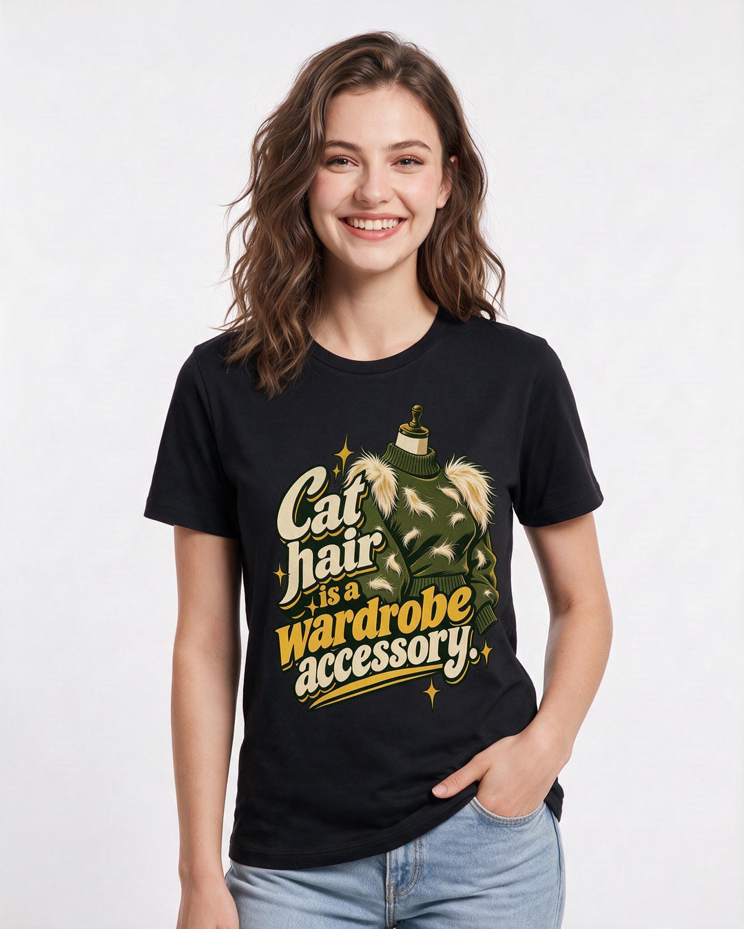 Cat Lover Black T-Shirt for Women – Everyday Expression Graphic Tee product image 1