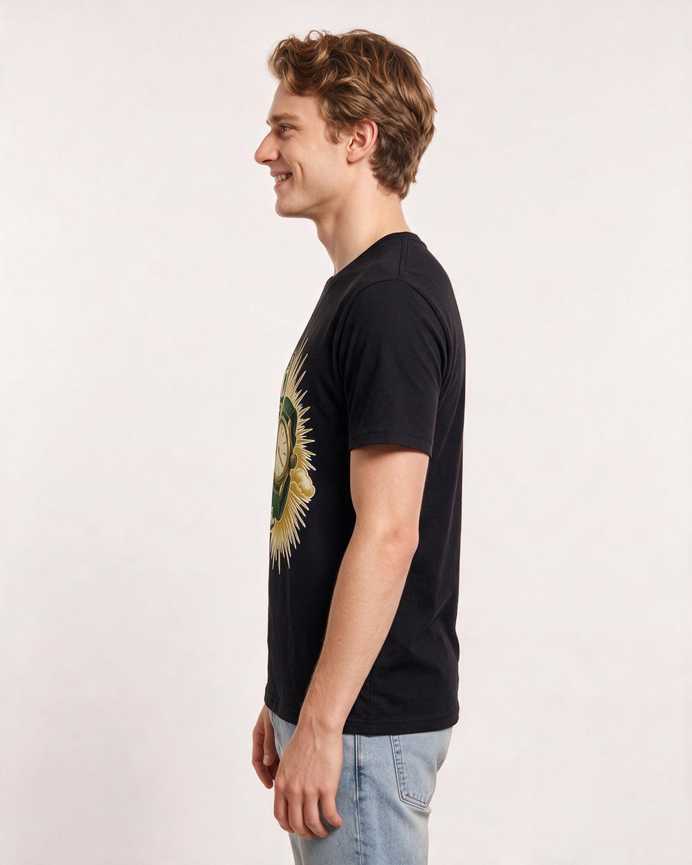 Christian Faith Men's Black T-Shirt – God isn't checking the clock on my progress. product image 2