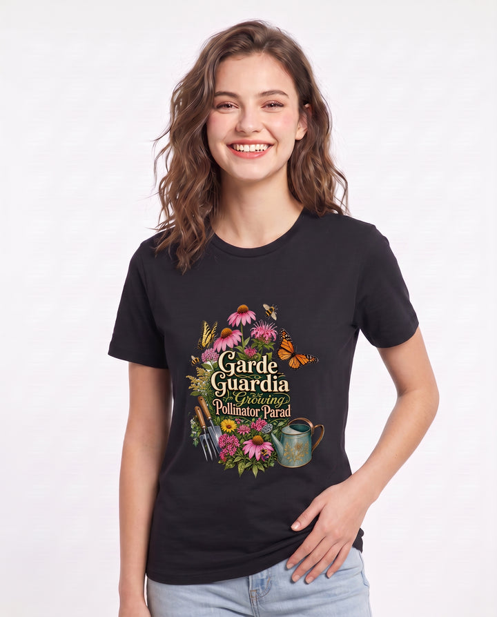 Garden Guardian: Growing Pollinator Paradise Women's Black T-Shirt product image 1