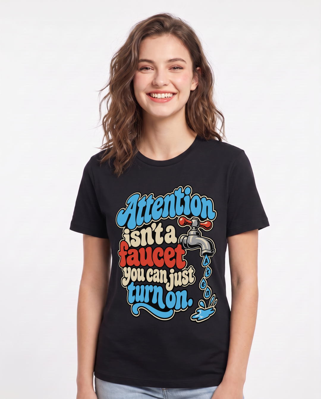 Neurodiversity Black T-Shirt for Women – Everyday Expression Graphic Tee product image 3