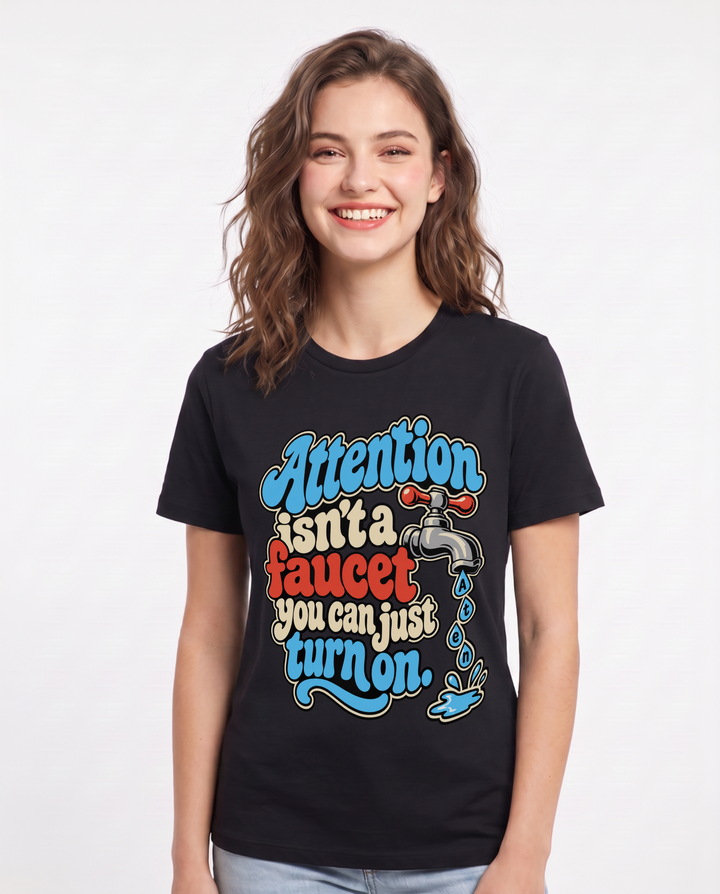 Neurodiversity Black T-Shirt for Women – Everyday Expression Graphic Tee product image 3