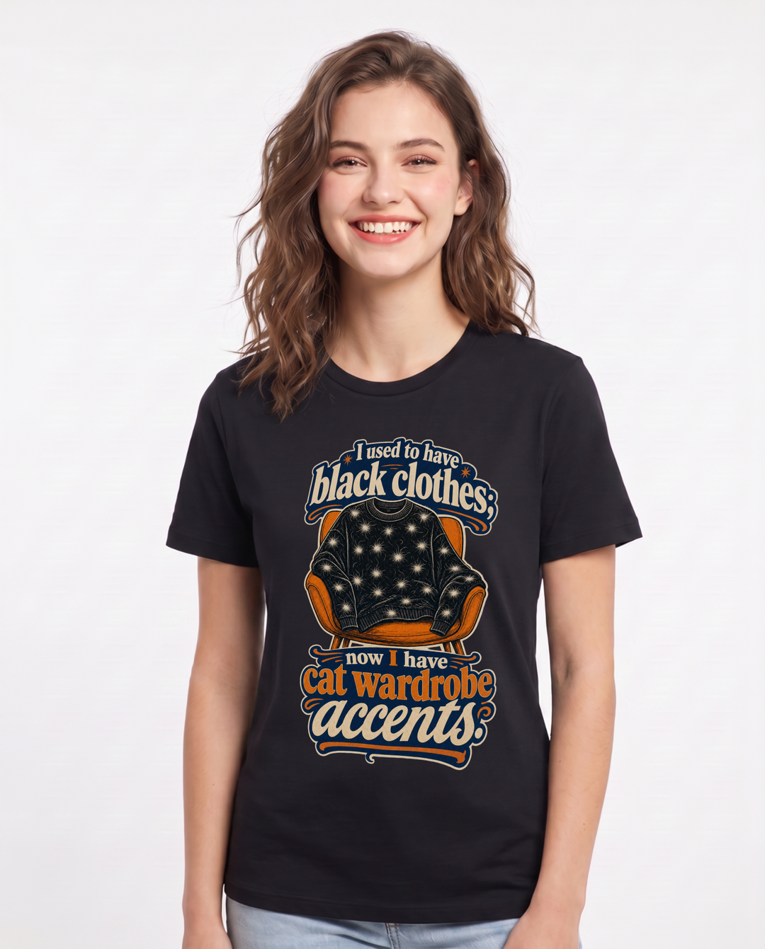 Cat Lover Black T-Shirt for Women – Everyday Expression Graphic Tee product image 1