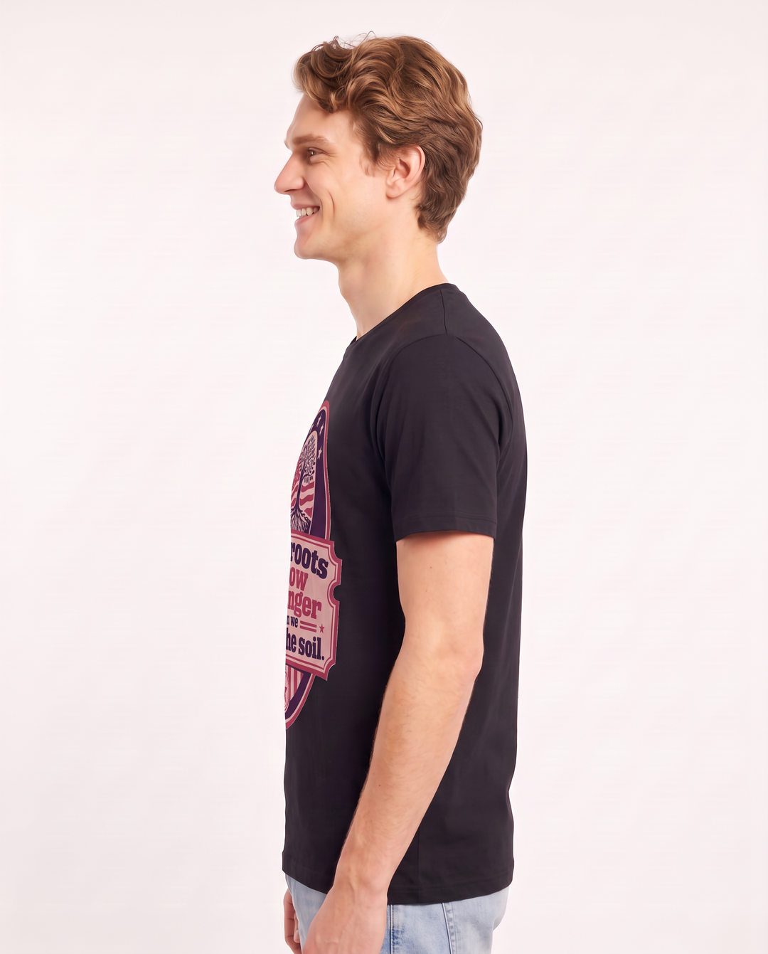 Graphic Men's Black T-Shirt - Our roots grow stronger when we tend the product image 2
