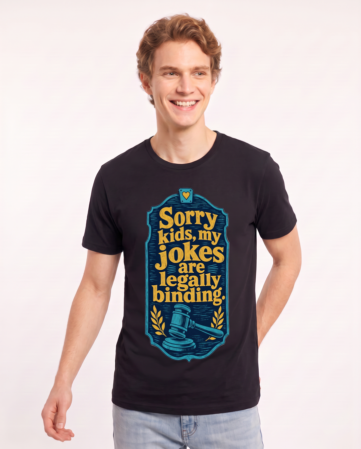 Graphic Men's Black T-Shirt - Sorry kids, my jokes are legally product image 3