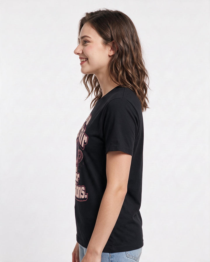 Funny Cat Lover Women's Black T-Shirt – I run on cat hair and poor decisions. product image 2