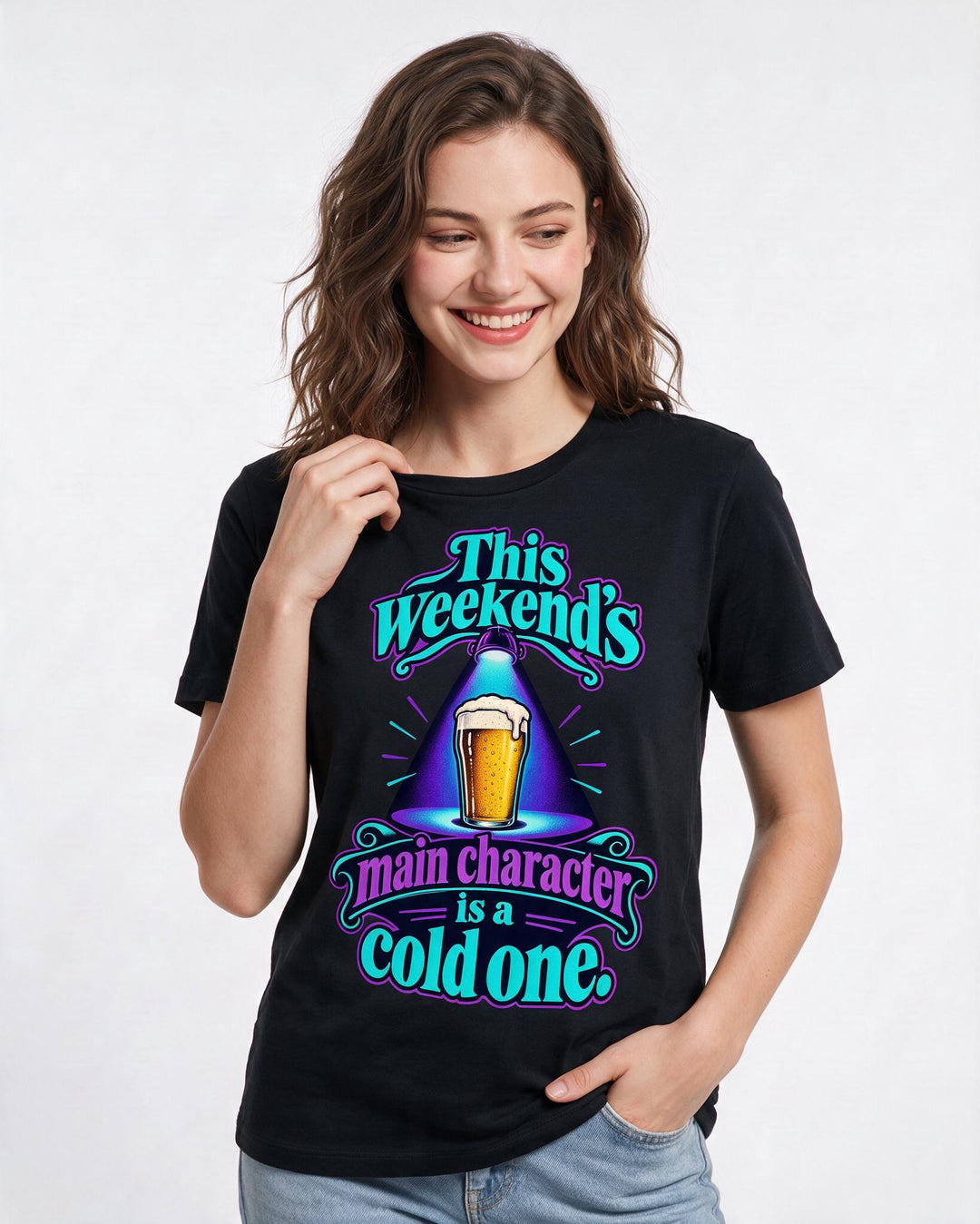 Beer Black T-Shirt for Women – Everyday Expression Graphic Tee product image 1