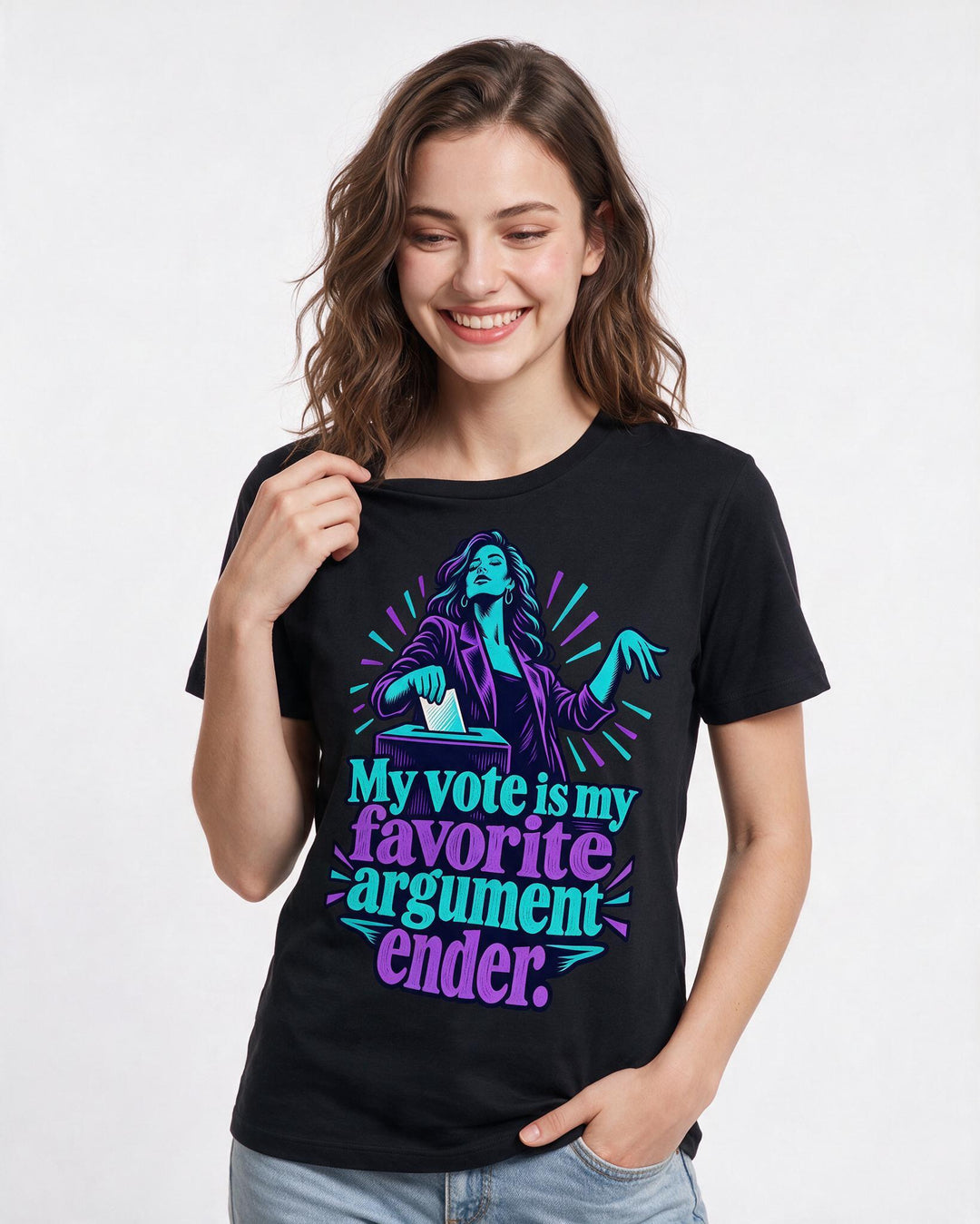 Political Statement Black T-Shirt for Women – Everyday Expression Graphic Tee product image 1