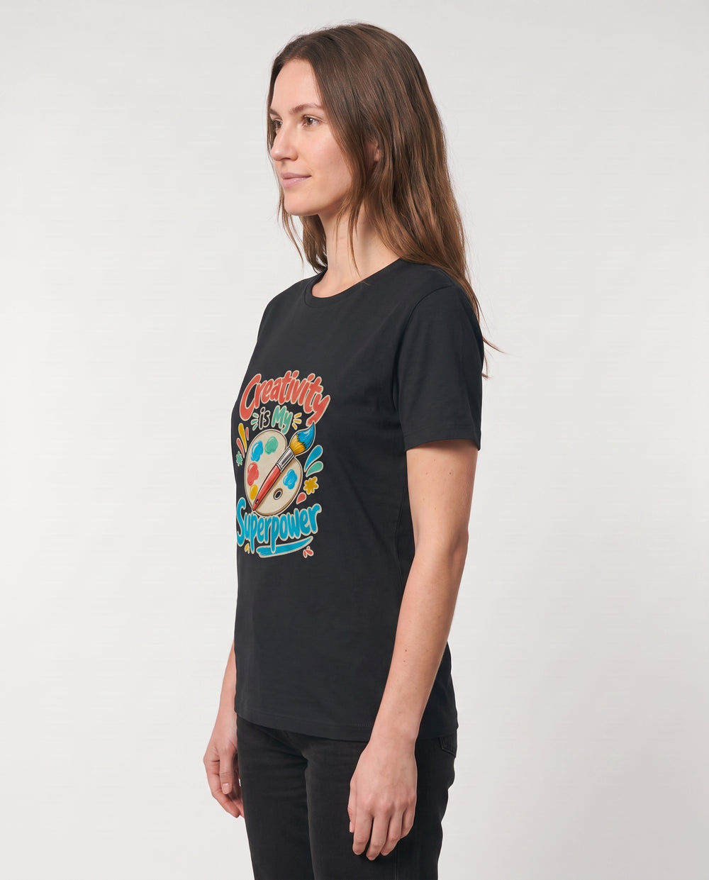 Creativity Is My Superpower Black T-Shirt mockup 2
