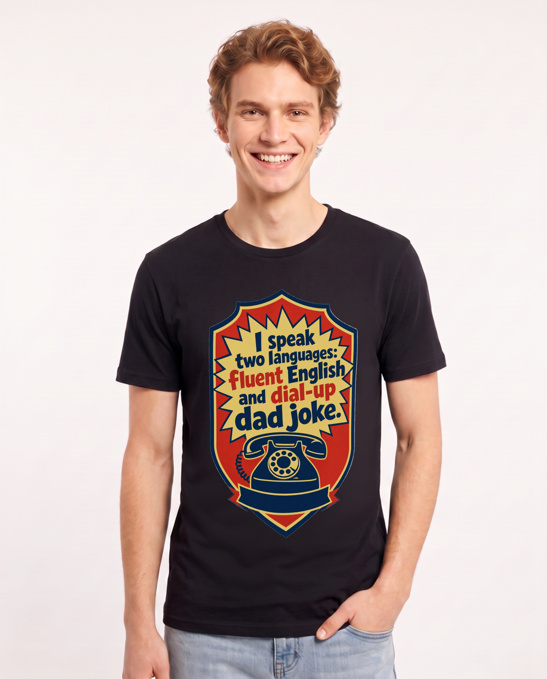 Graphic Men's Black T-Shirt - I speak two languages: fluent English product image 1