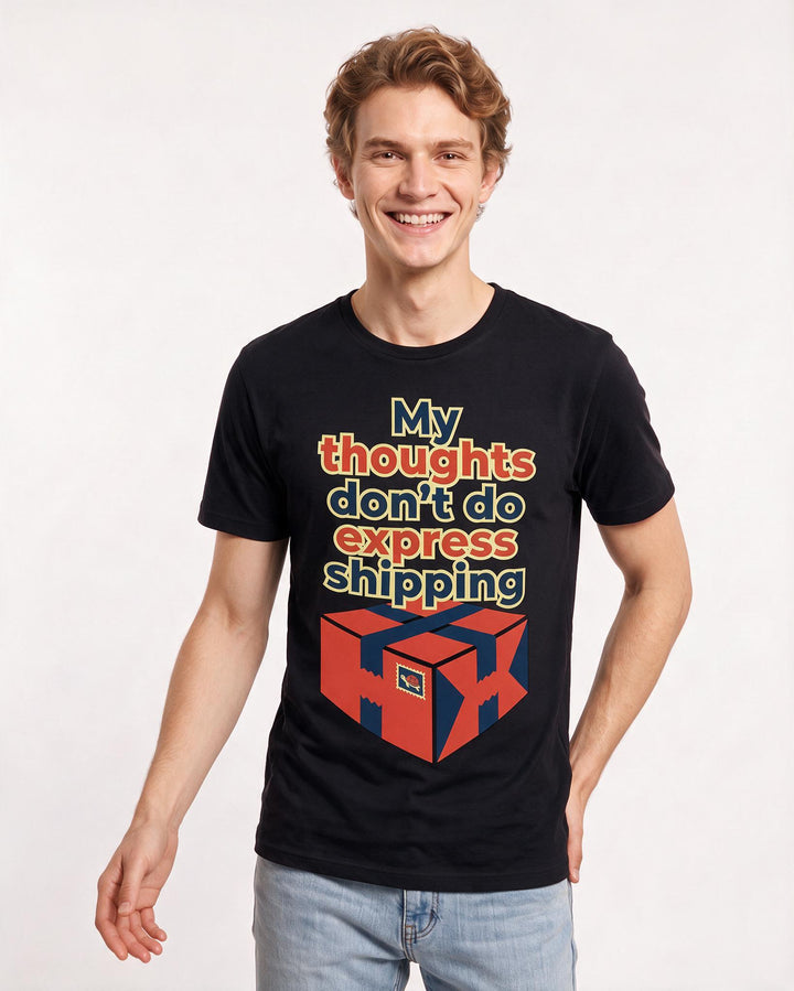 Neurodiversity Men's Black T-Shirt – My thoughts don't do express shipping product image 3