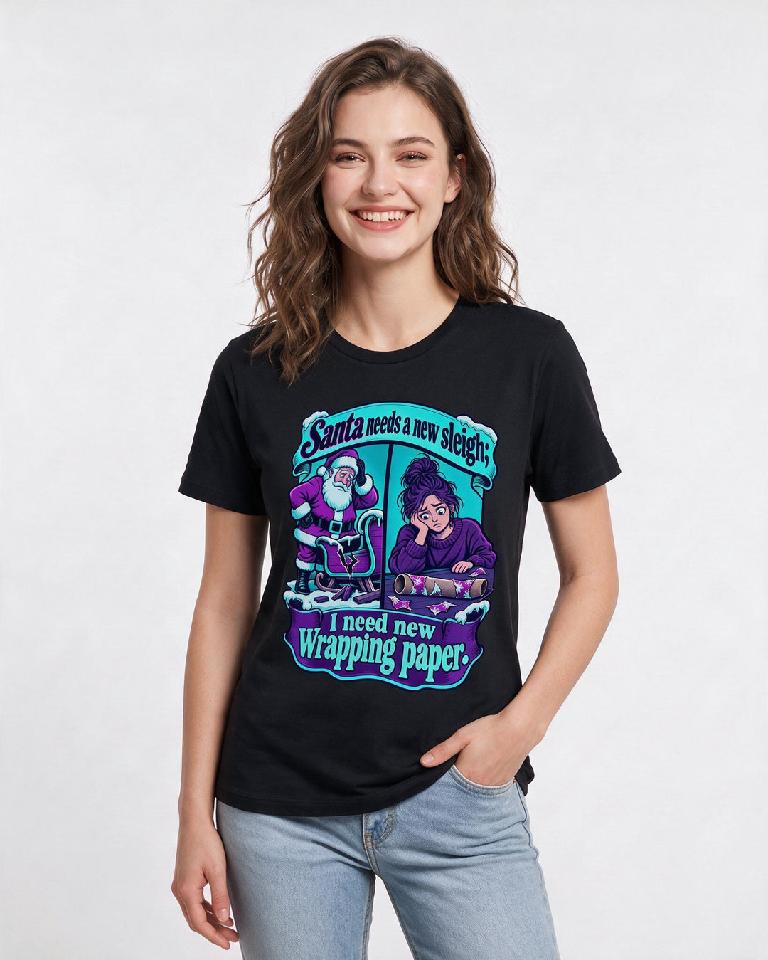 Christmas Black T-Shirt for Women – Holiday Theme Graphic Tee product image 1
