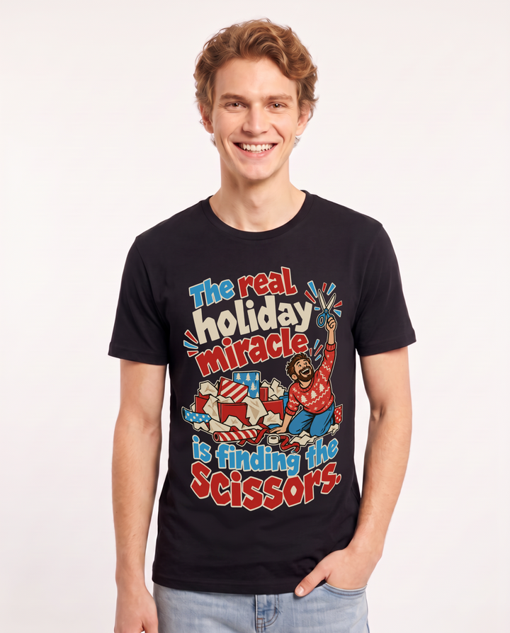 Christmas Black T-Shirt for Men – Holiday Theme Graphic Tee product image 3