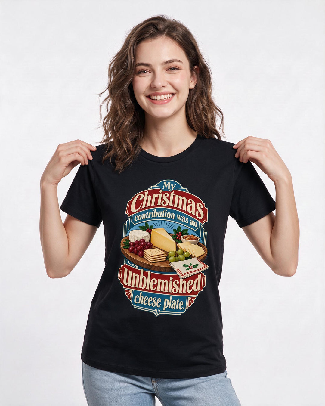 Christmas Black T-Shirt for Women – Holiday Theme Graphic Tee product image 1