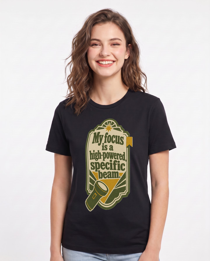 Graphic Women's Black T-Shirt - My focus is a high-powered, specific product image 1