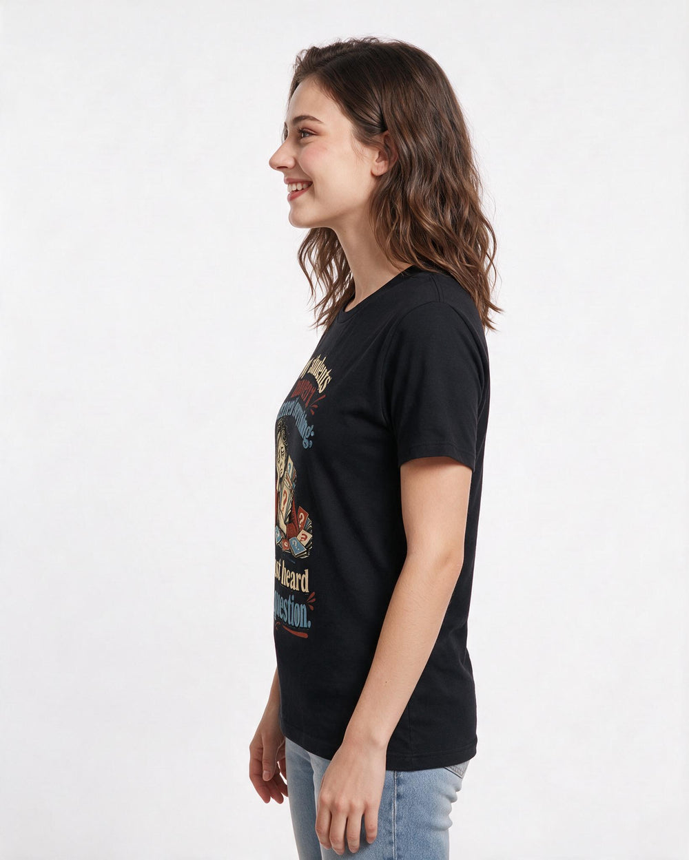 Teacher Women's Black T-Shirt – My students haven't learned everything; I've just heard every question. product image 2