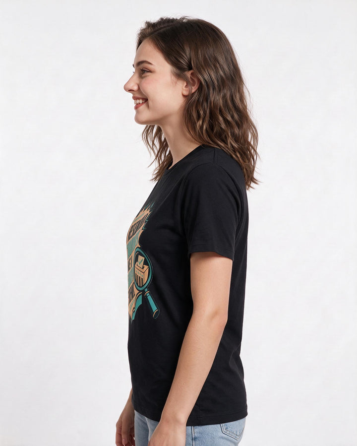 Graphic Women's Black T-Shirt - I researched candidates like I product image 2