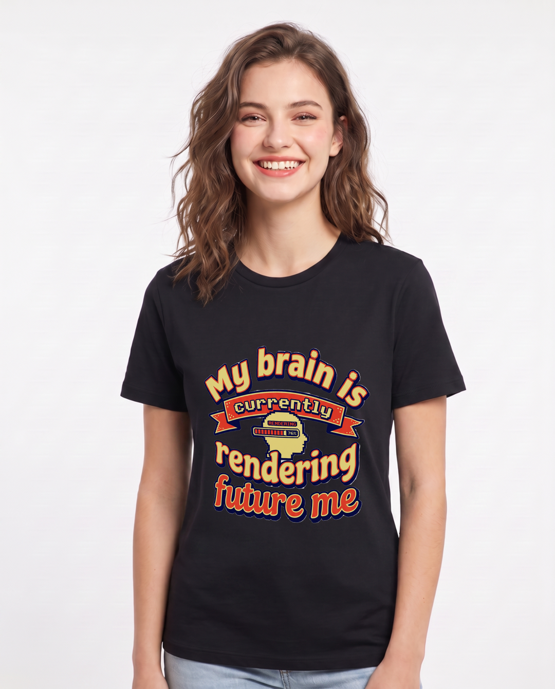Gaming Women's Black T-Shirt – My brain is currently rendering future me product image 1