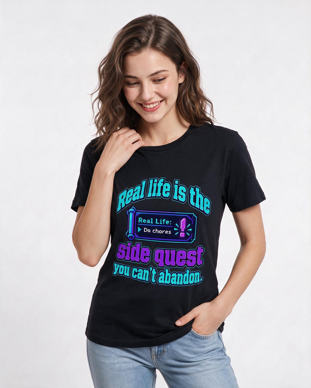 Gaming Black T-Shirt for Women – Game Night Graphic Tee product image 1