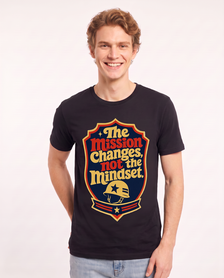 Graphic Men's Black T-Shirt - The mission changes, not the mindset. product image 3