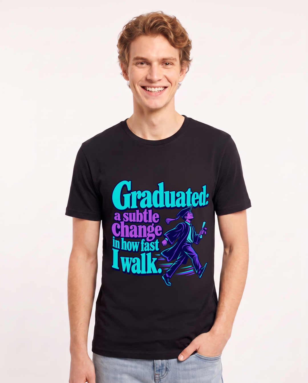 Graduation Black T-Shirt for Men – Everyday Expression Graphic Tee product image 3