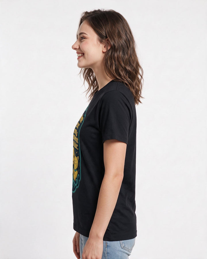 Graphic Women's Black T-Shirt - My home decor theme is permanent cat product image 2