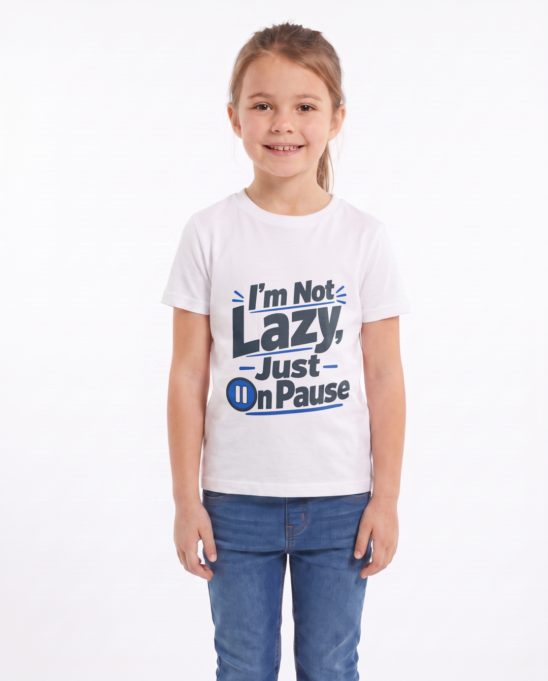 I’m Not Lazy, Just On Pause White T-Shirt mockup 1
