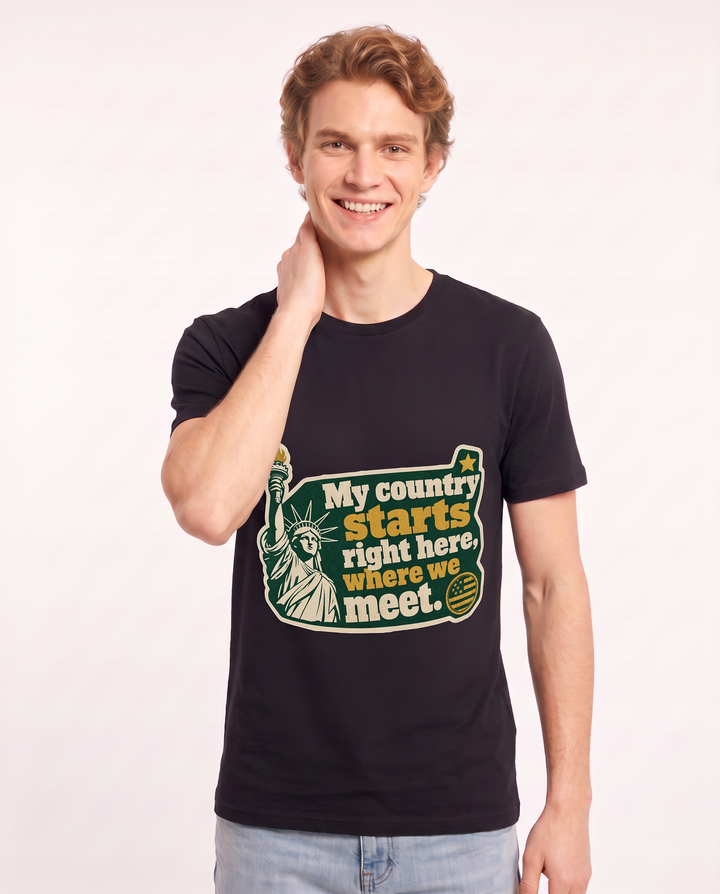 Graphic Men's Black T-Shirt - My country starts right here, where we product image 3
