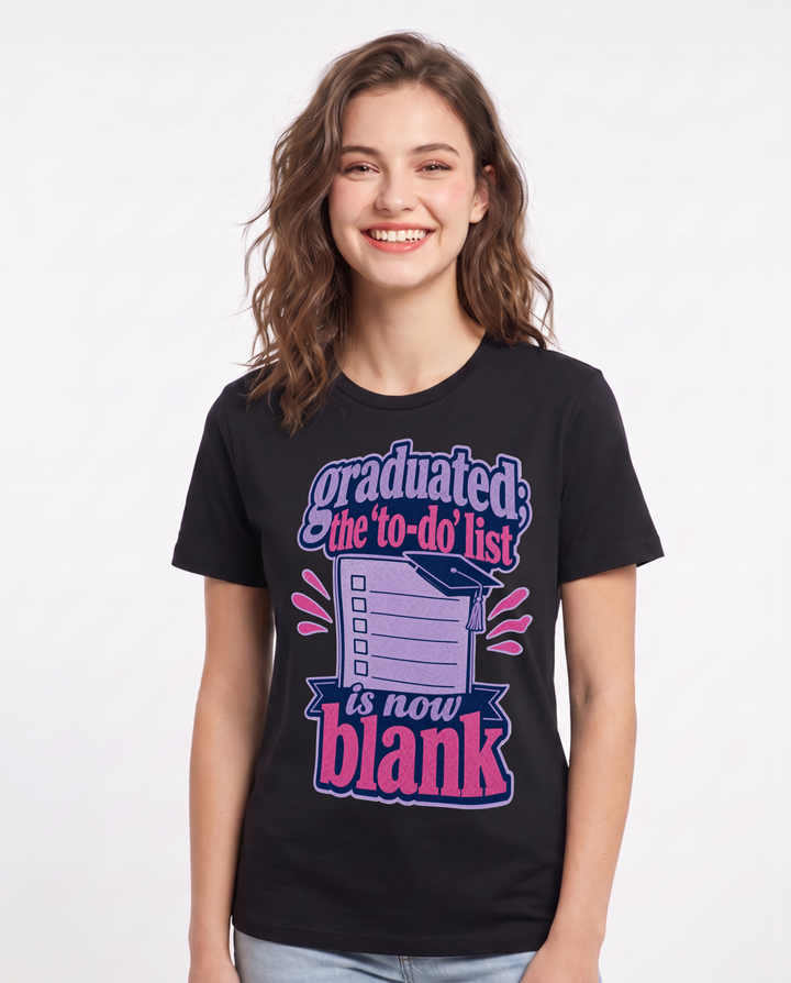 Graduation Black T-Shirt for Women – Everyday Expression Graphic Tee product image 3