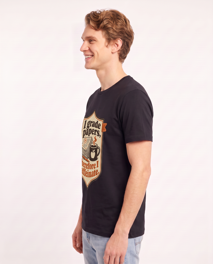 Teacher Gift Men's Black T-Shirt - I grade papers, therefore I product image 2