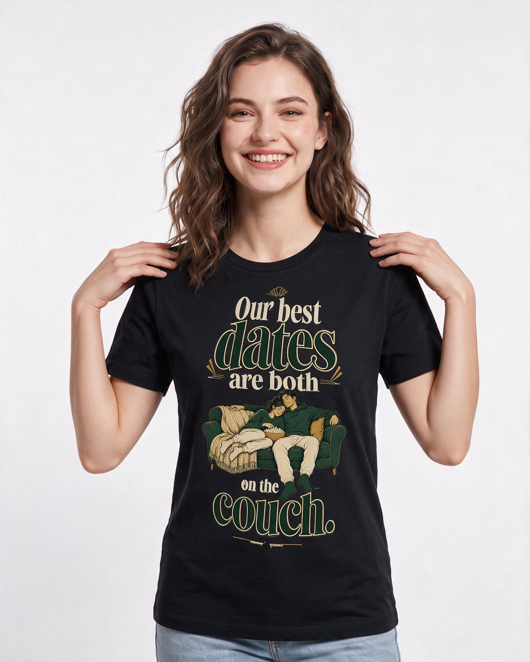 Couples Black T-Shirt for Women – Everyday Expression Graphic Tee product image 1