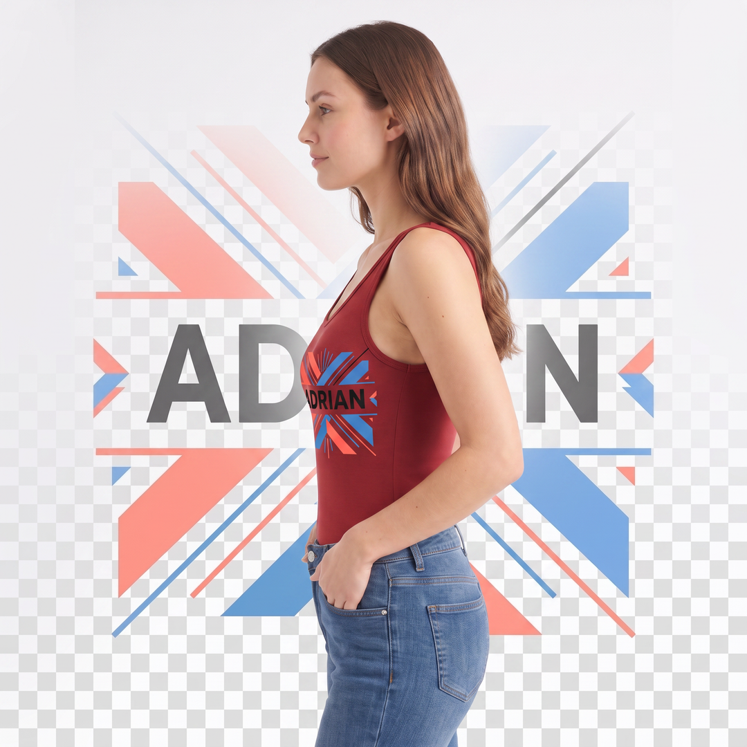 Bold Uppercase Name With Abstract Geometry Sleeveless Tank Bodysuit product photo 2