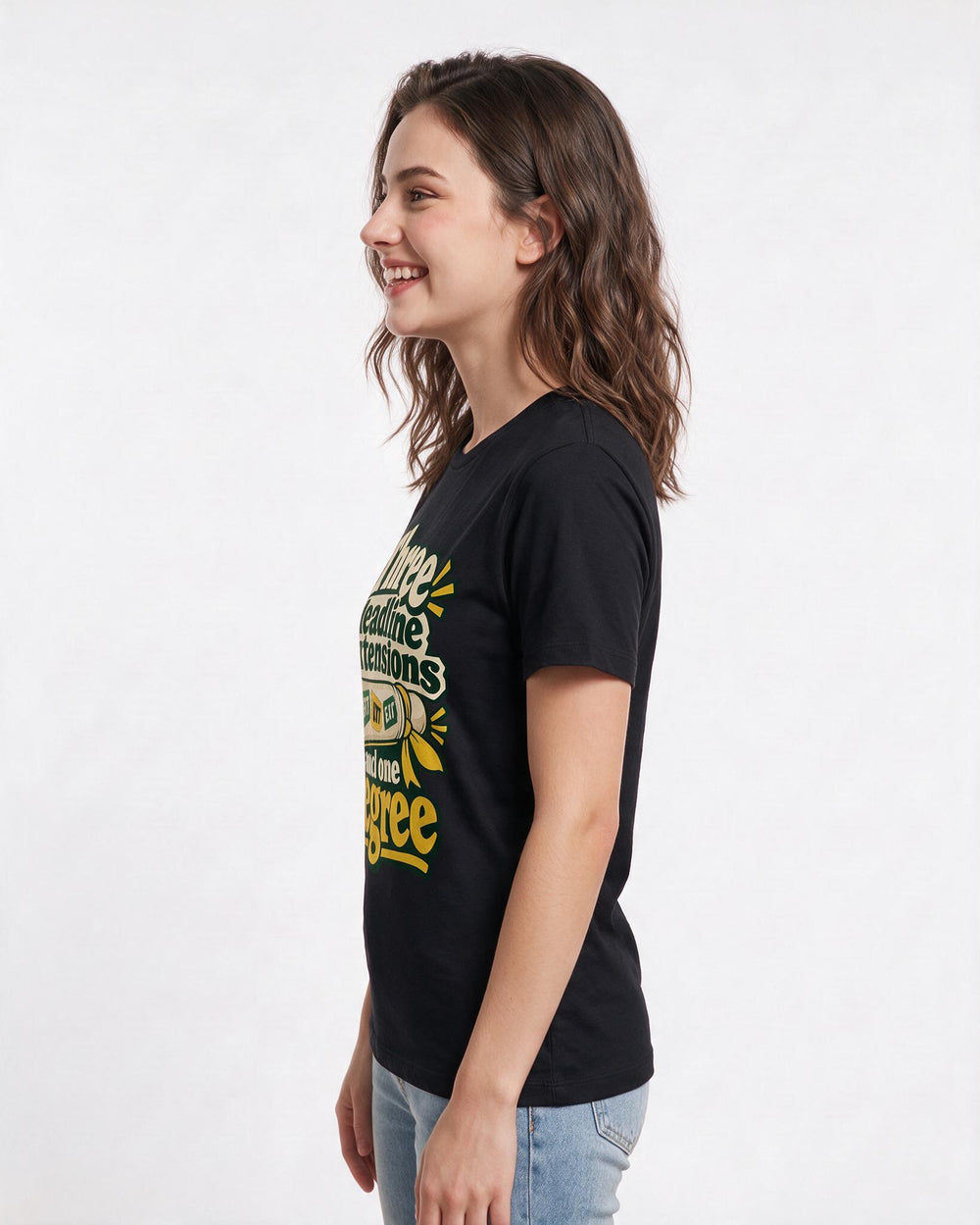 Graduation Black T-Shirt for Women – Everyday Expression Graphic Tee product image 2