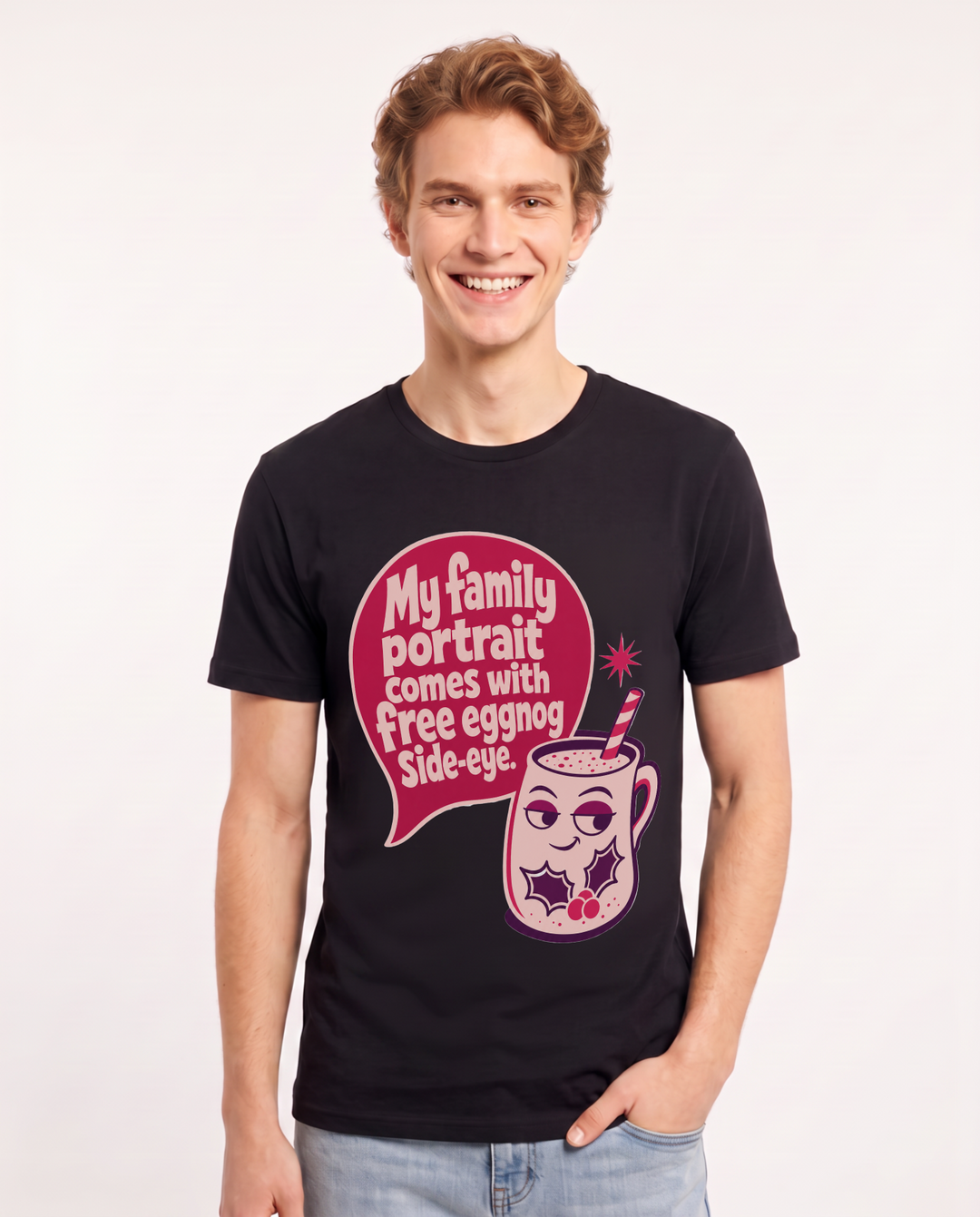 Christmas Men's Black T-Shirt - My family portrait comes with free product image 1