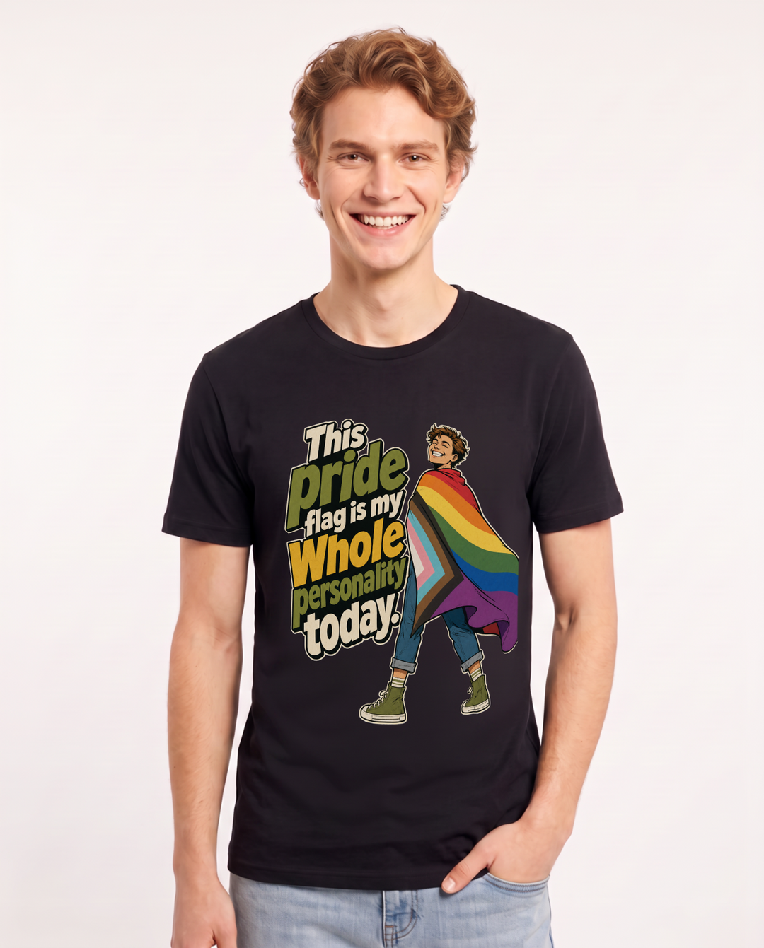Pride Men's Black T-Shirt – This pride flag is my whole personality today. product image 1