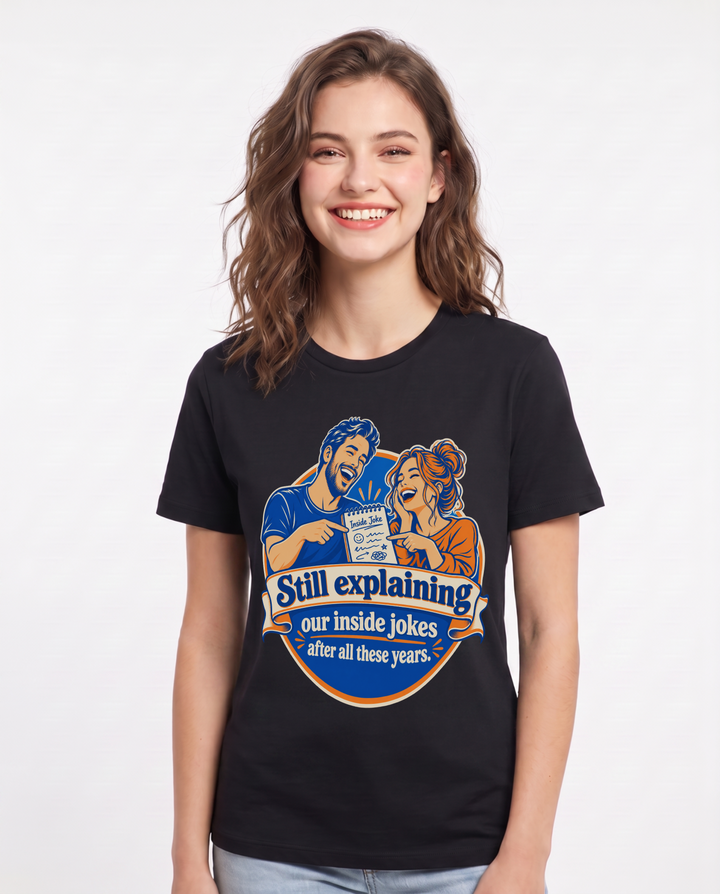 Couples Black T-Shirt for Women – Everyday Expression Graphic Tee product image 3