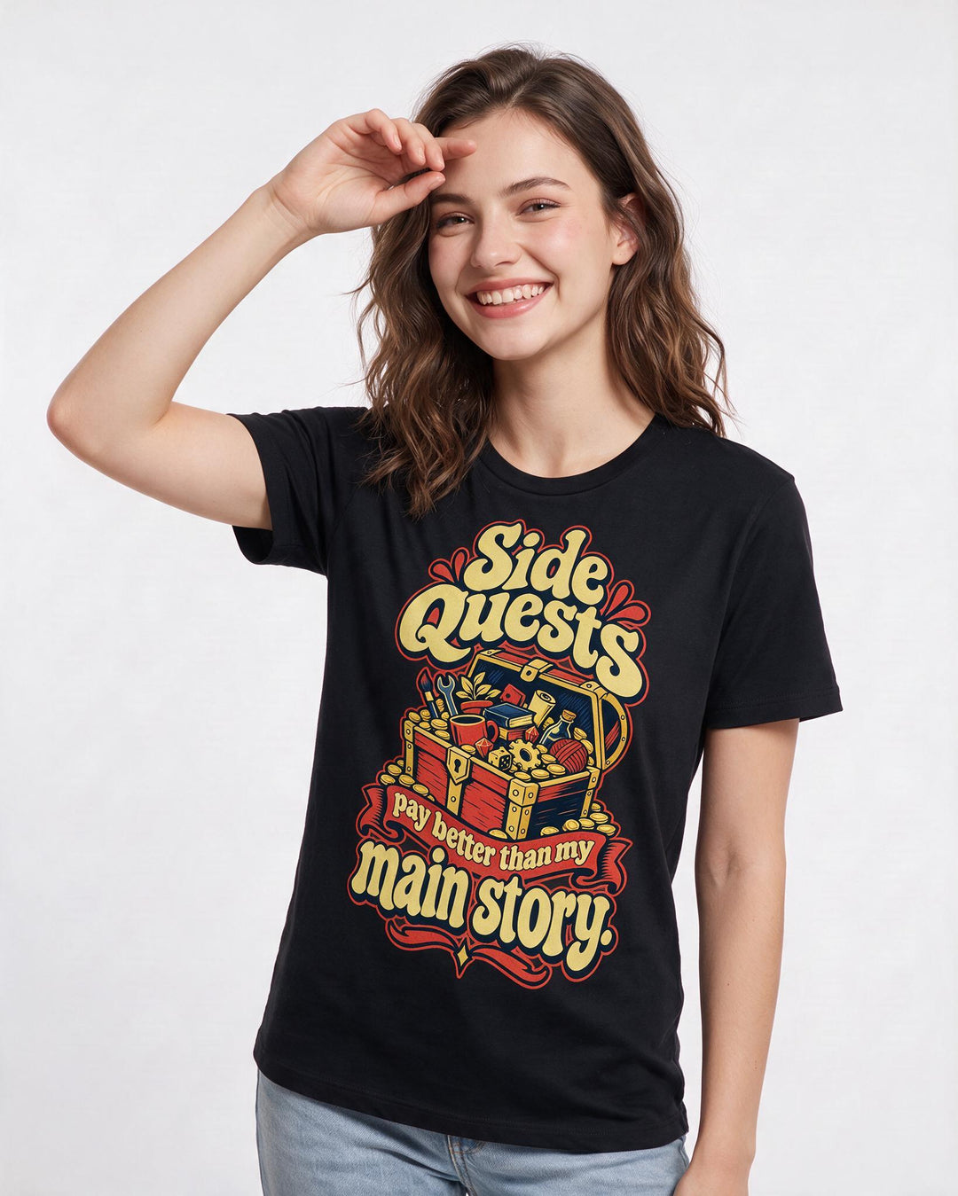 Gaming Black T-Shirt for Women – Game Night Graphic Tee product image 1