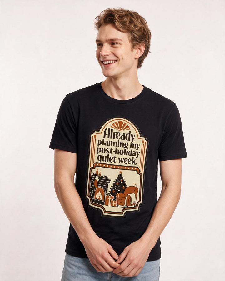 Christmas Men's Black T-Shirt - Already planning my post-holiday quiet product image 3