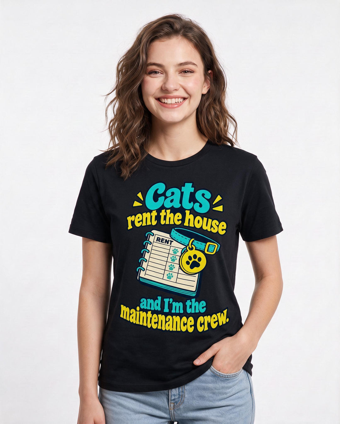Cat Lover Black T-Shirt for Women – Everyday Expression Graphic Tee product image 1