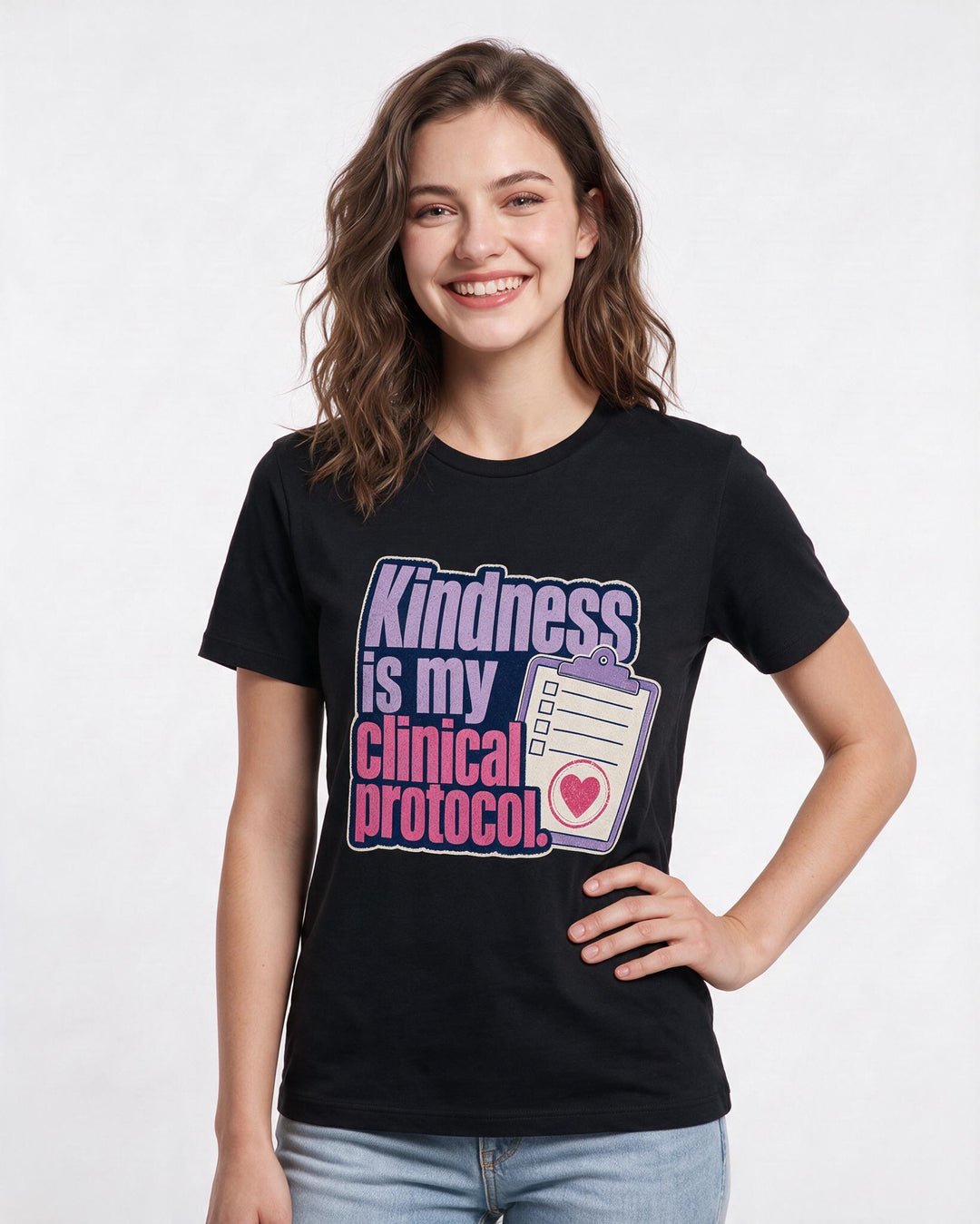 Nurse Women's Black T-Shirt – Kindness is my clinical protocol. product image 3