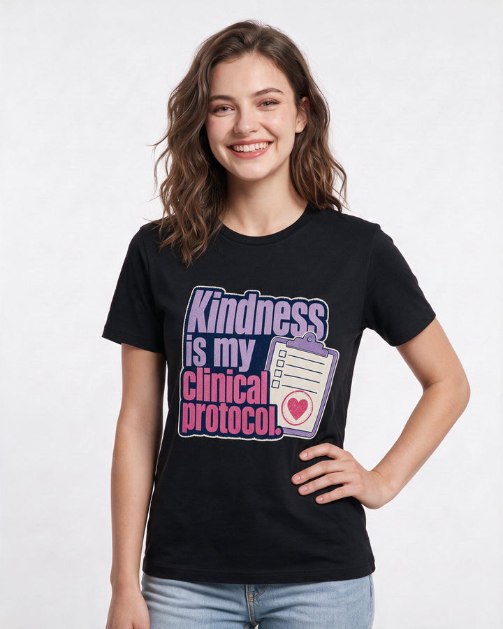 Nurse Women's Black T-Shirt – Kindness is my clinical protocol. product image 3