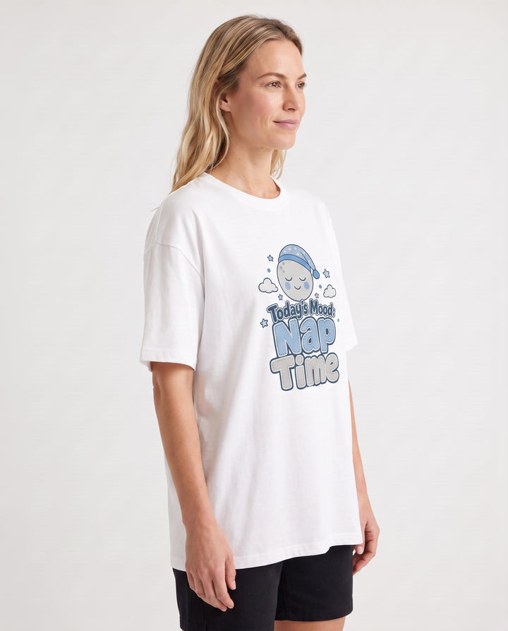 Today's Mood: Nap Time White T-Shirt mockup 2