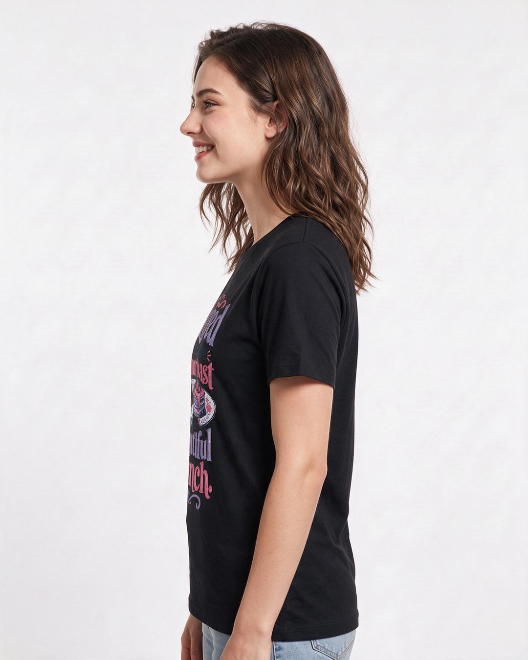 Christian Faith Women's Black T-Shirt – Loved through the burnt toast and the product image 2