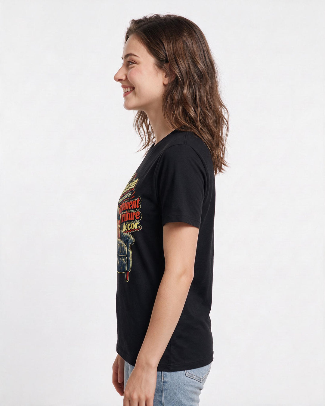 Cat Lover Black T-Shirt for Women – Everyday Expression Graphic Tee product image 2