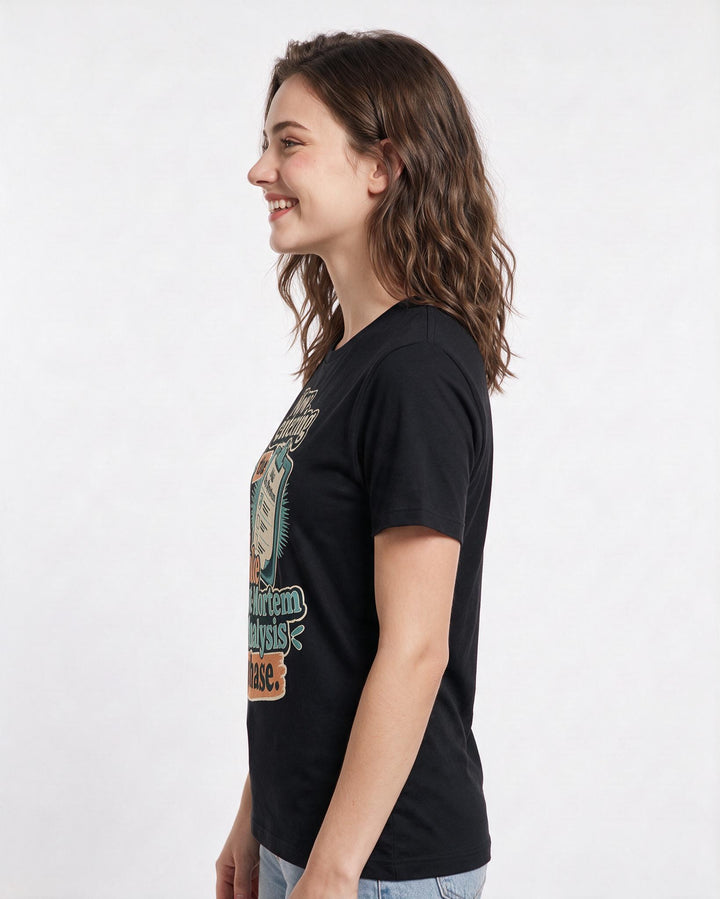 Funny Meme Women's Black T-Shirt – Now entering the Joke Post-Mortem & product image 2
