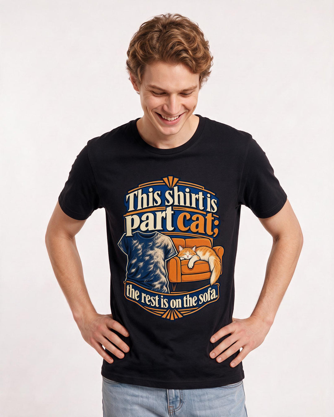 Cat Lover Black T-Shirt for Men – Everyday Expression Graphic Tee product image 1
